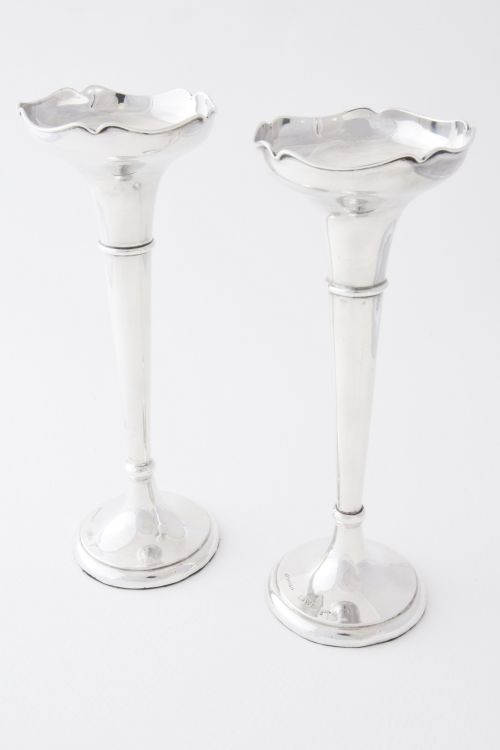 fig 2. A Pair of Antique Silver Trumpet Vases - Chester 1911