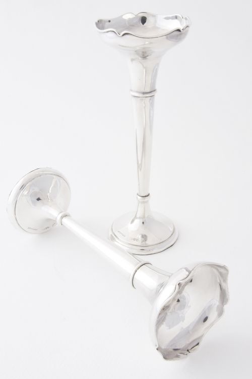 fig 3. A Pair of Antique Silver Trumpet Vases - Chester 1911