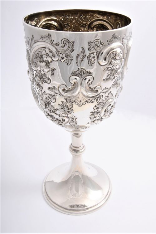 Large Victorian Antique Silver Goblet 1894