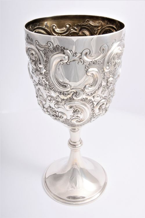 fig 1. Large Victorian Antique Silver Goblet 1894
