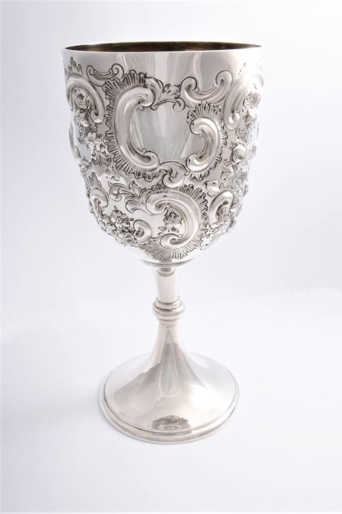 fig 3. Large Victorian Antique Silver Goblet 1894