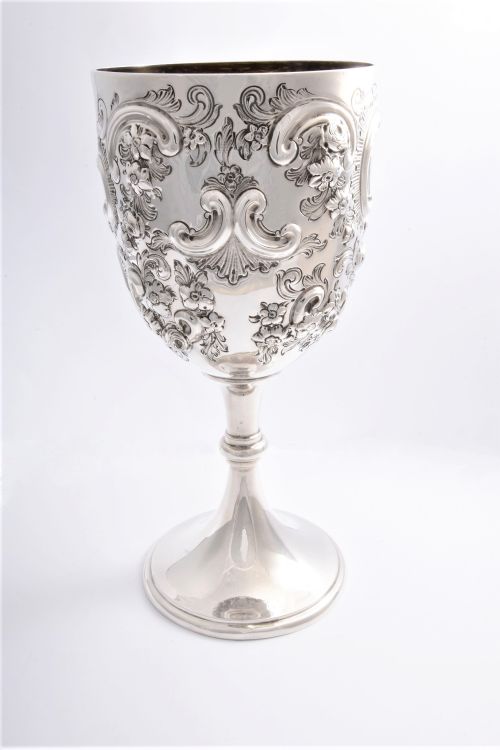 fig 4. Large Victorian Antique Silver Goblet 1894
