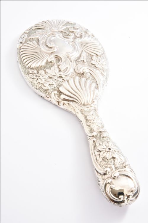 Victorian Antique Silver Hand Mirror 1897