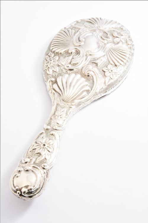 fig 1. Victorian Antique Silver Hand Mirror 1897