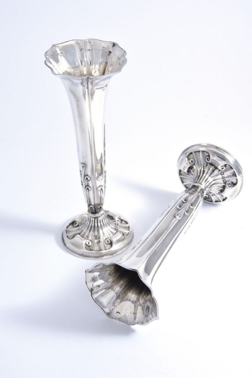 fig 2. Pair of Victorian Antique Silver Posy Vases 1898