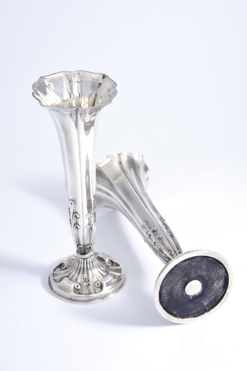 fig 3. Pair of Victorian Antique Silver Posy Vases 1898