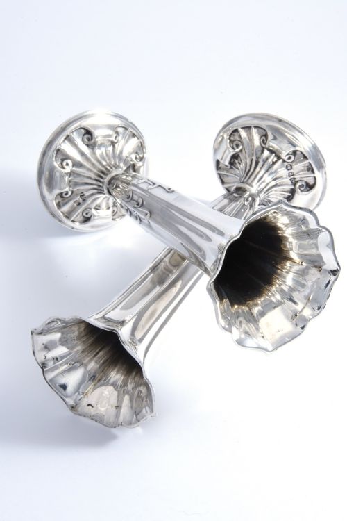 fig 4. Pair of Victorian Antique Silver Posy Vases 1898