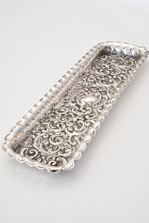 Edwardian Antique Silver Pen Tray 1903