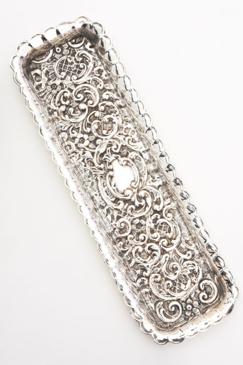 fig 1. Edwardian Antique Silver Pen Tray 1903