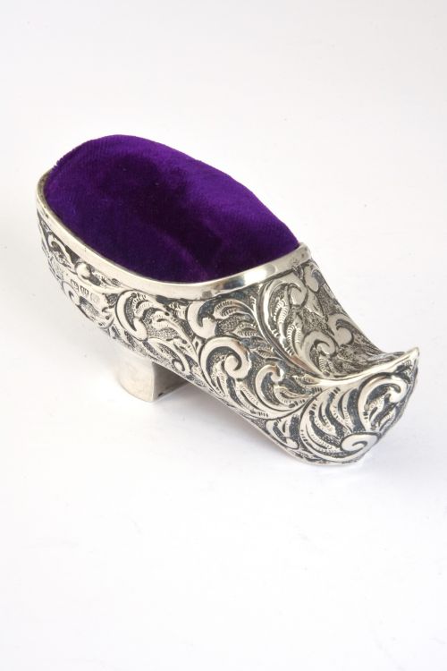fig 1. Rare Antique Silver Pin Cushion – Shoe - Chester 1912