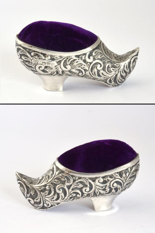 fig 4. Rare Antique Silver Pin Cushion – Shoe - Chester 1912