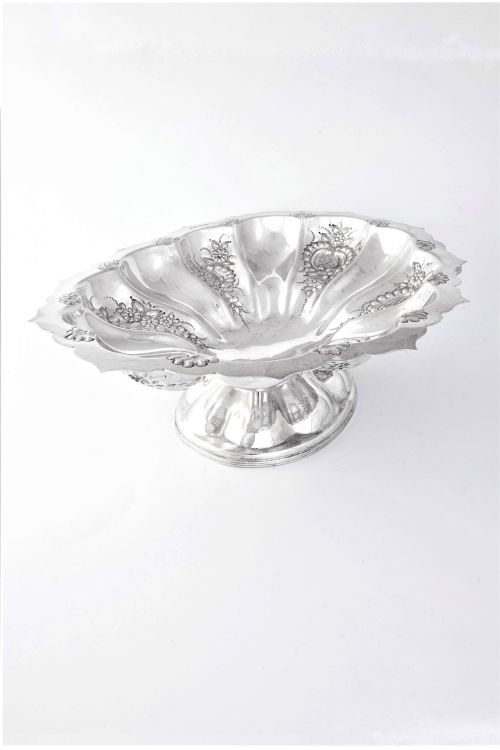Large Victorian Antique Silver Pedestal Dish 1900