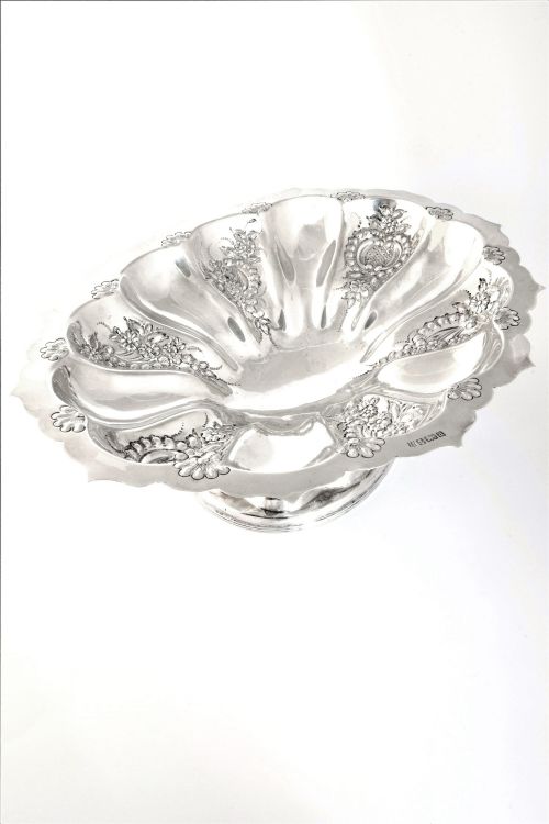 fig 1. Large Victorian Antique Silver Pedestal Dish 1900