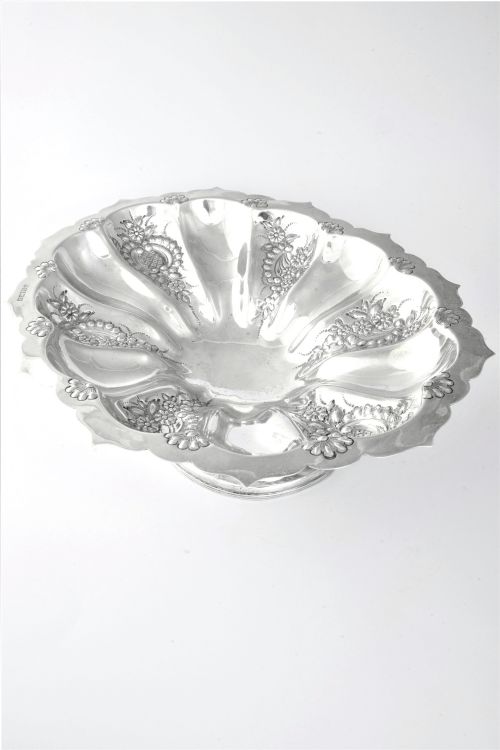 fig 2. Large Victorian Antique Silver Pedestal Dish 1900