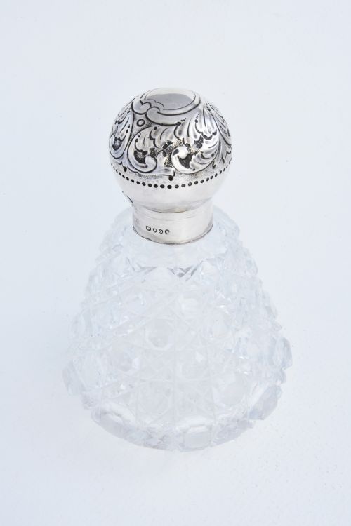 fig 2. Silver Mounted Cut Glass Perfume Bottle 1889
