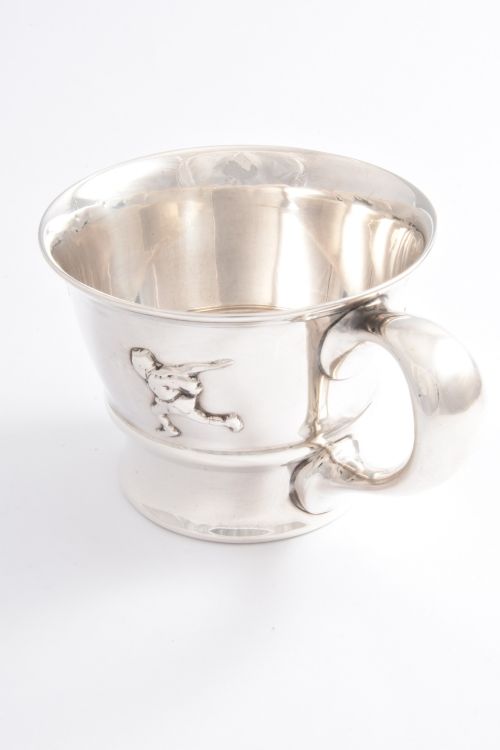 fig 1. Nursery Rhyme Antique Silver Christening Mug 1911