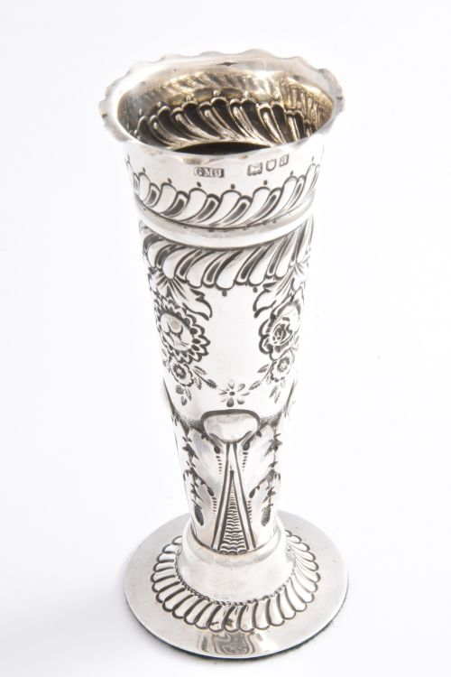 Victorian Antique Silver Posy Vase 1896