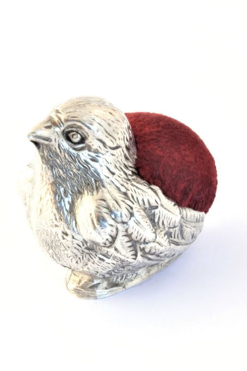 Edwardian Antique Silver Pin Cushion – Chick – 1906