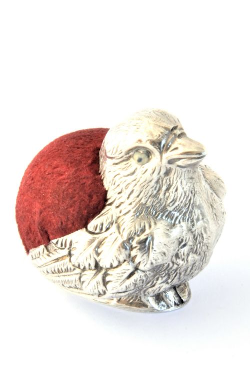 fig 1. Edwardian Antique Silver Pin Cushion – Chick – 1906
