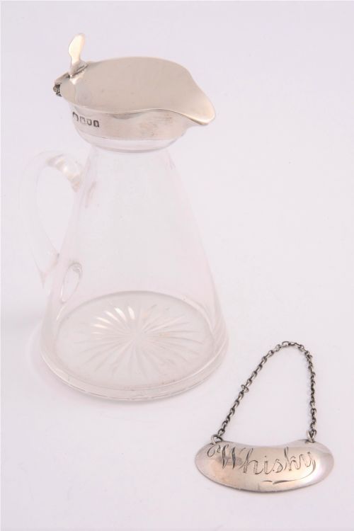 fig 3. Antique Silver Mounted Whisky Noggin (1904) & Label (1916)