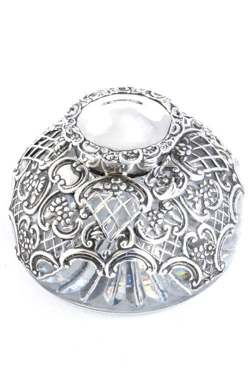 fig 1. Antique Silver Mounted Cut Glass Inkwell 1898