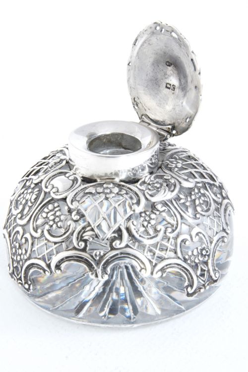 fig 2. Antique Silver Mounted Cut Glass Inkwell 1898