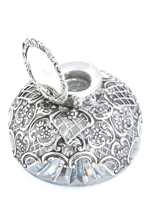 fig 3. Antique Silver Mounted Cut Glass Inkwell 1898