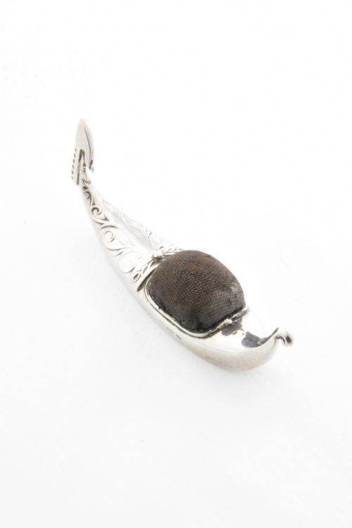fig 2. Edwardian Antique Silver Gondola Pin Cushion 1906