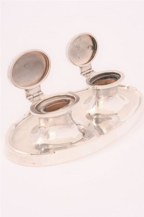 fig 2. Solid Silver Double Inkwell & Stand 1913