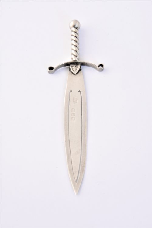 fig 2. Victorian Antique Silver Bookmark – Sword -1888