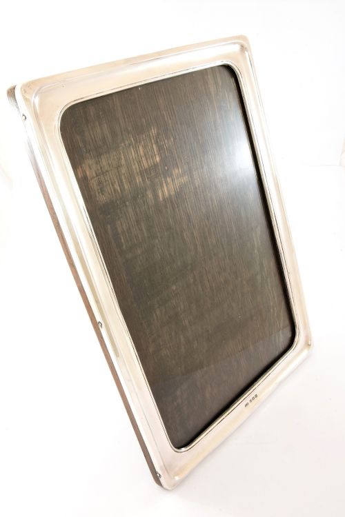 Large Antique Silver Mounted Oak Backed Photo Frame 1919