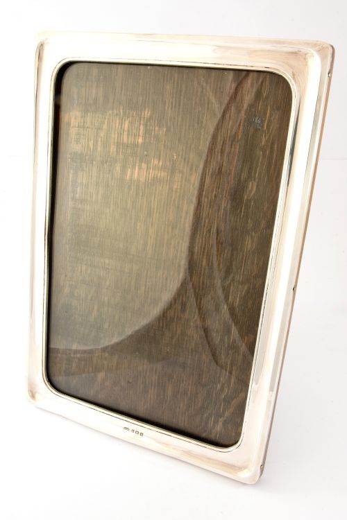 fig 1. Large Antique Silver Mounted Oak Backed Photo Frame 1919