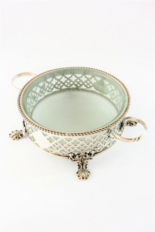 fig 1. Antique Silver Butter Dish with Glass Insert 1912