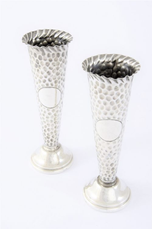 Pair of Edwardian Silver Bud Vases 1903