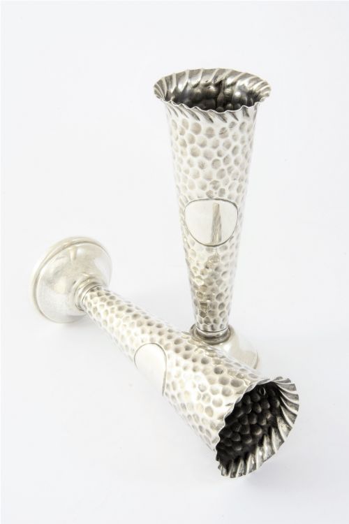 fig 2. Pair of Edwardian Silver Bud Vases 1903