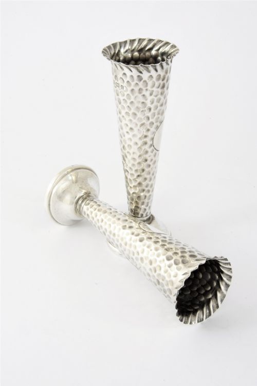 fig 3. Pair of Edwardian Silver Bud Vases 1903