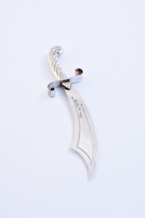 Victorian Sterling Silver Scimitar Sword Bookmark 1887