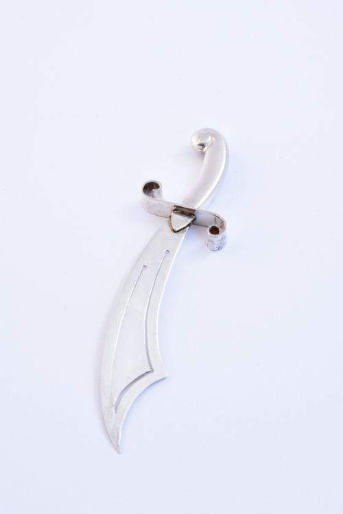 fig 1. Victorian Sterling Silver Scimitar Sword Bookmark 1887