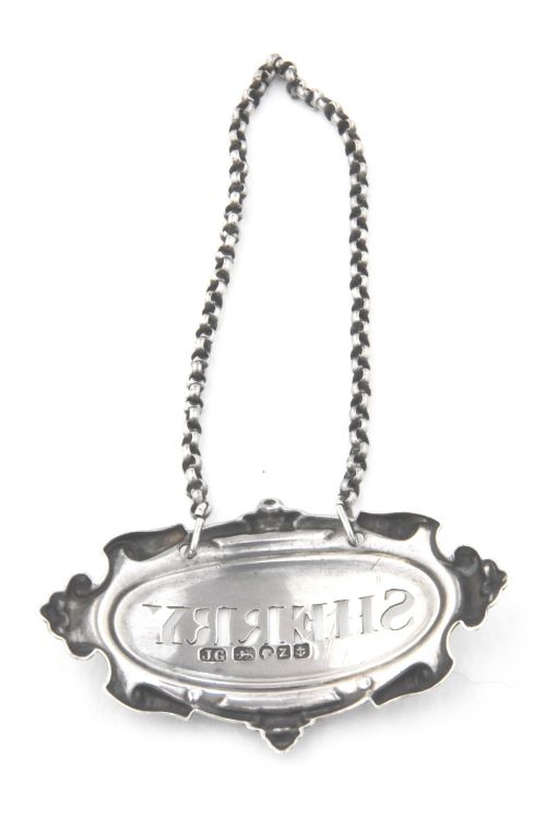 fig 1. Victorian Silver Decanter Label (Sherry) – 1848