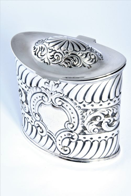 fig 1. Victorian Antique Silver Tea Caddy 1897