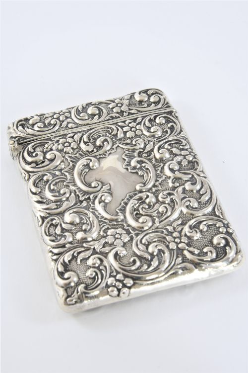 Edwardian Embossed Silver Card Case 1905