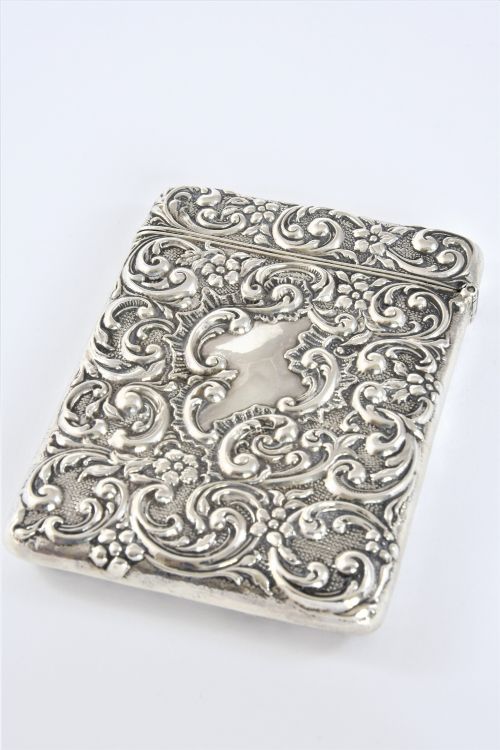 fig 1. Edwardian Embossed Silver Card Case 1905