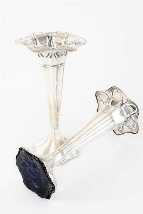 fig 3. Pair of Art Nouveau Antique Silver Vases 1912