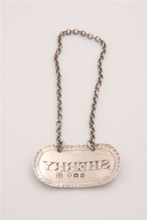 fig 1. George III Antique Silver Decanter Label (Sherry) 1809