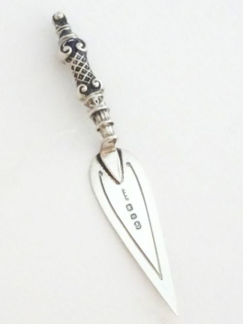 fig 1. Solid Silver Trowel Bookmark 1897