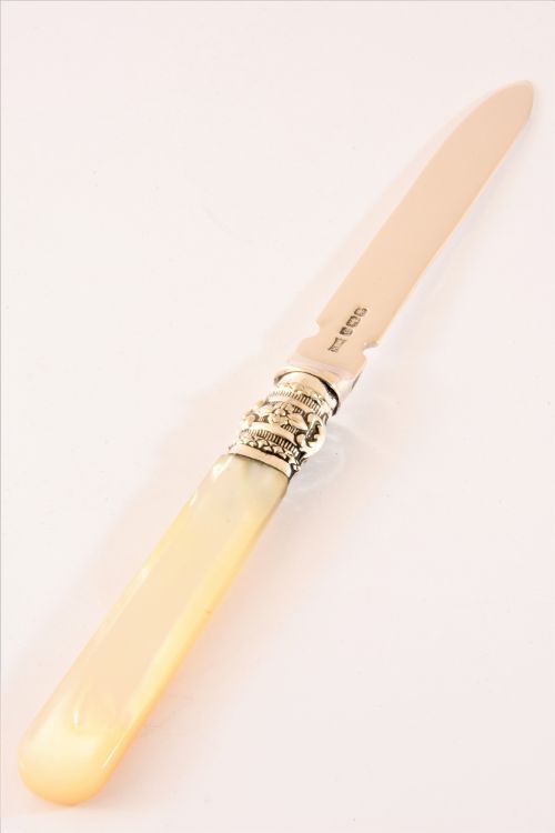 Solid Silver Letter Opener with Mother of Pearl Handle 1917