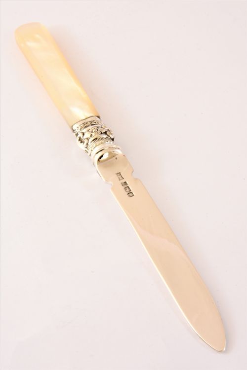fig 1. Solid Silver Letter Opener with Mother of Pearl Handle 1917