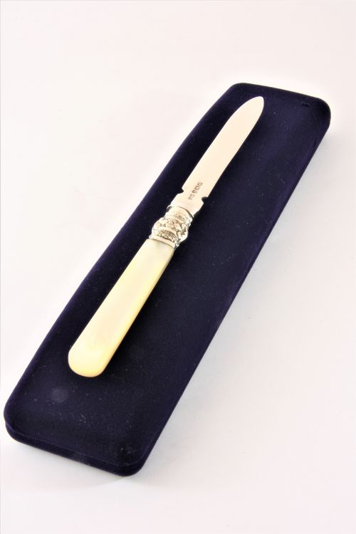 fig 2. Solid Silver Letter Opener with Mother of Pearl Handle 1917
