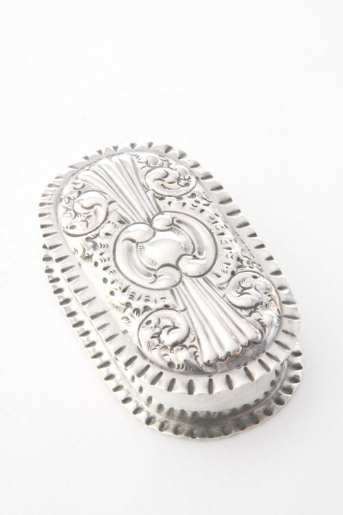 Victorian Solid Silver Table Snuff / Trinket Box 1899