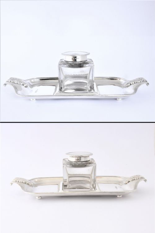 fig 2. Antique Silver Inkwell and Stand 1919